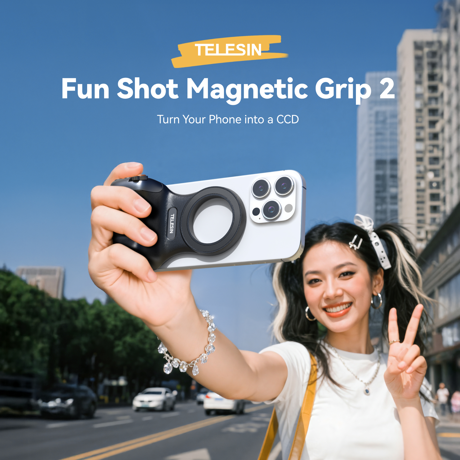 TELESIN Magnetic Phone Camera  - مراجعة Thumb Grip Joystick وسعره