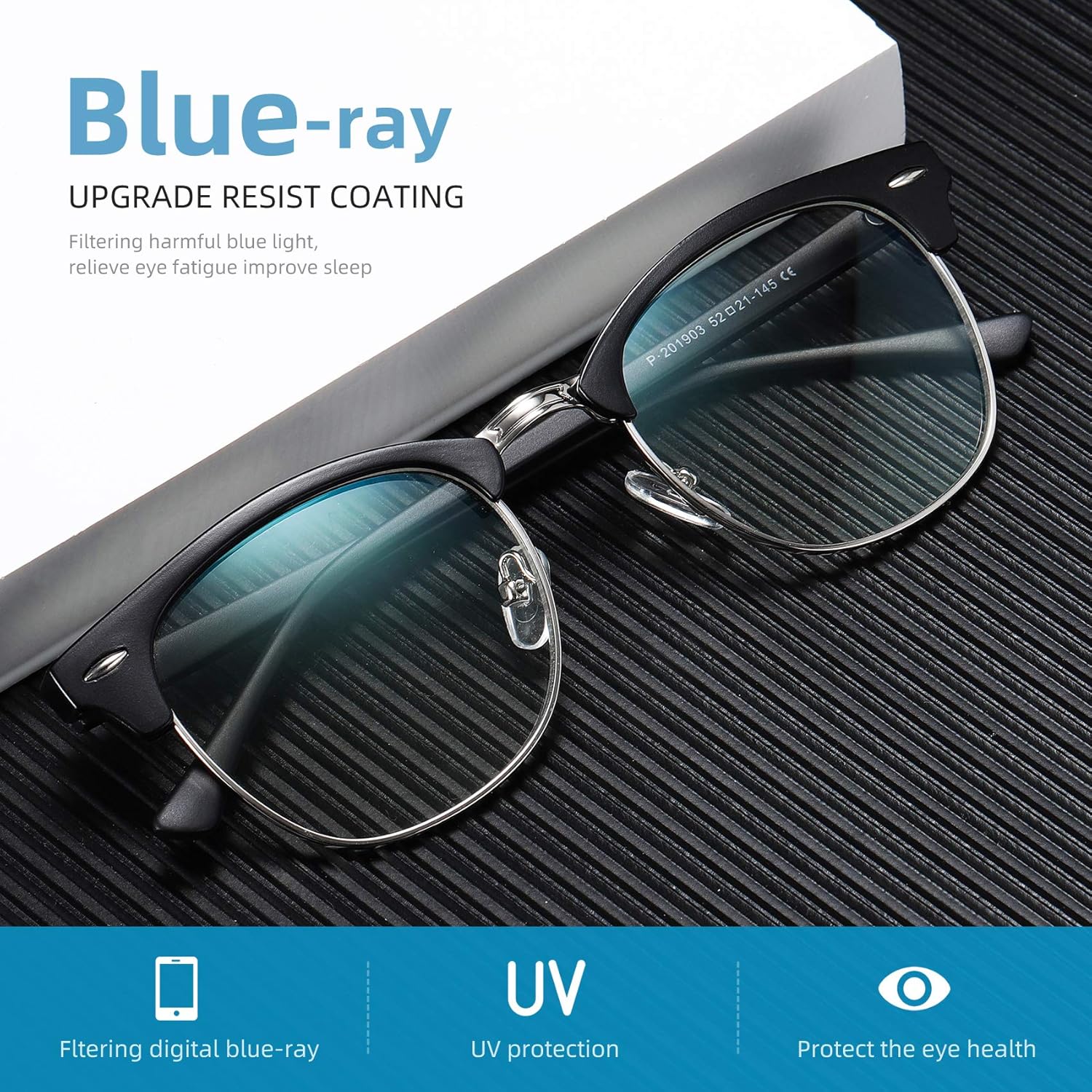 Vintage Half Frame Blue Light  - مراجعة Gaming Glasses Uv وسعره