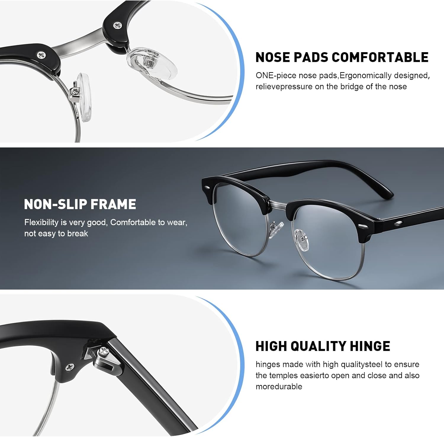 Vintage Half Frame Blue Light  - مراجعة Gaming Glasses Uv وسعره