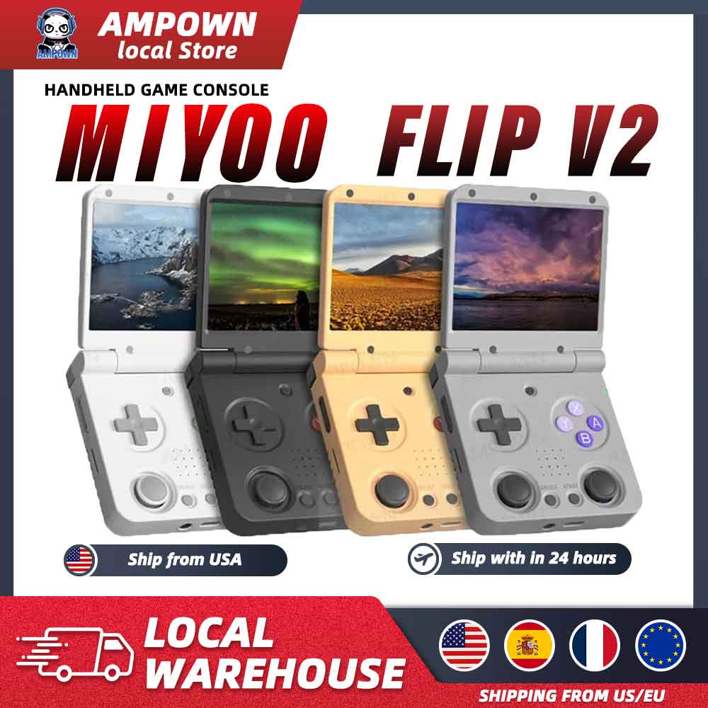 MIYOO Flip V2 Handheld Game Co - مراجعة Gaming Console Os وسعره
